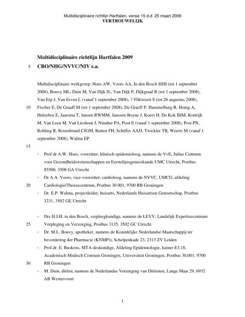 Concept Multidisciplinaire richtlijn Hartfalen 2009