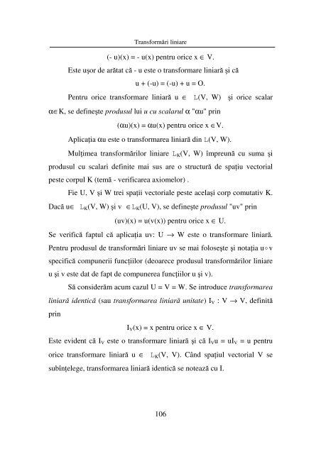 97 CAPITOLUL 3 TRANSFORMĂRI LINIARE 3.1. Defini ţia ...