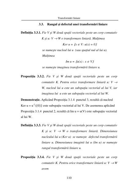 97 CAPITOLUL 3 TRANSFORMĂRI LINIARE 3.1. Defini ţia ...