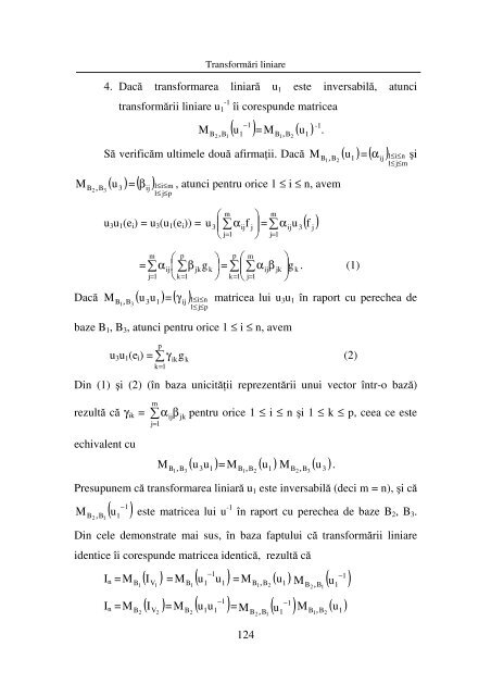 97 CAPITOLUL 3 TRANSFORMĂRI LINIARE 3.1. Defini ţia ...