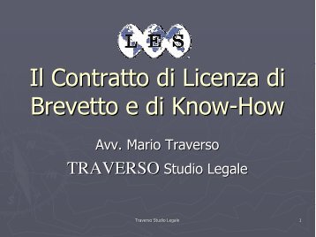 Il Contratto di Licenza di Brevetto e di Know-How - Senaf
