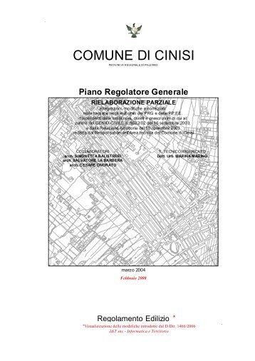 Regolamento Edilizio di Cinisi - Comune di Cinisi