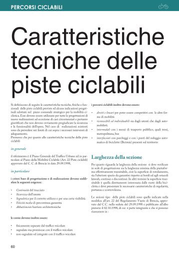 caratteristiche tecniche delle piste ciclabili - Comune di Brescia