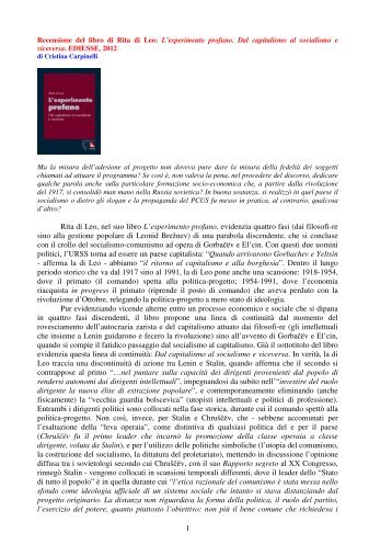 di-leo-recensione-carpinelli - CeSPI