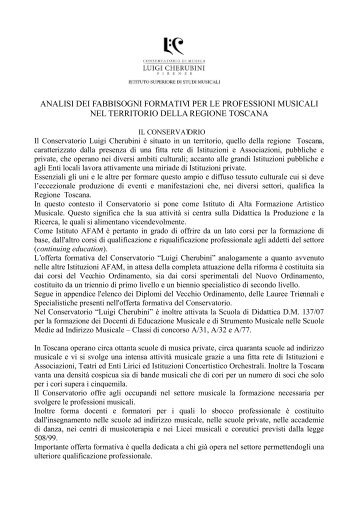 Relazione di Analisi dei fabbisogni 2008 - Conservatorio di Musica ...