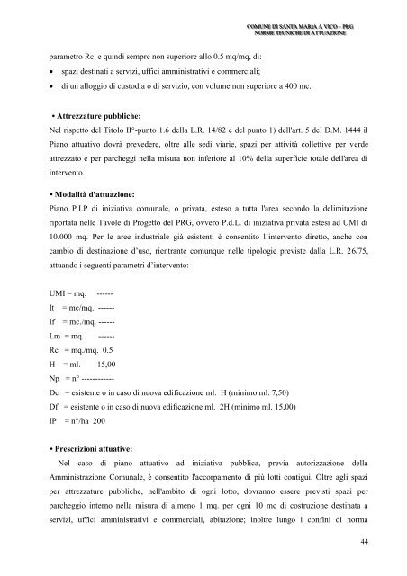 Norme Tecniche di Attuazione del Piano Regolatore Generale