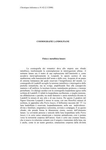 COSMOGRAFIE LANDOLFIANE Fisica e metafisica lunare La ...