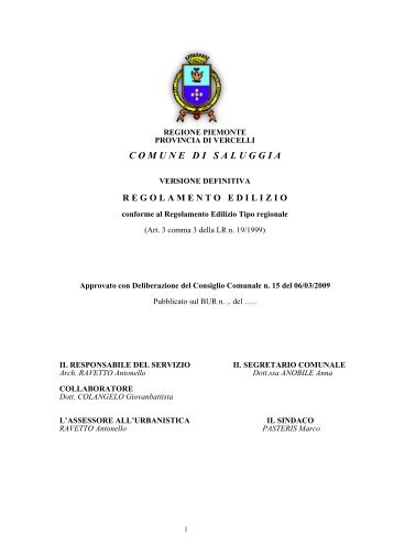 Regolamento Edilizio - Comune di Saluggia