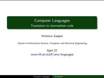 Computer Languages - Translation to intermediate code