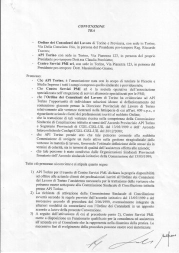 Accordo con API per conciliazione - Ordine Consulenti del Lavoro di ...