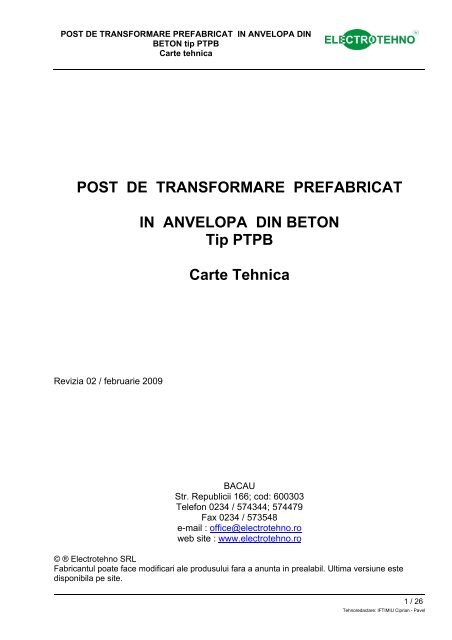 POST DE TRANSFORMARE PREFABRICAT - Electrotehno