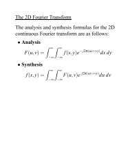 The 2D Fourier Transform The analysis and synthesis formulas for ...