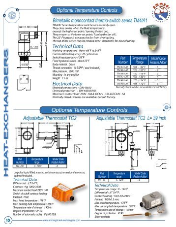 Optional Temperature Controls Bimetallic monocontact thermo ...