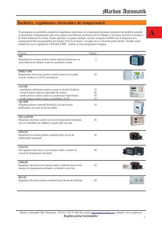 Capitolul A - Regulatoare Incalzire - Markus Automatik SRL