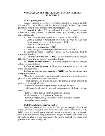 AUTOMATIZAREA PROCESELOR DIN CENTRALELE ELECTRICE