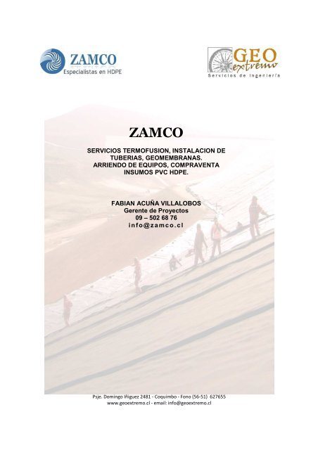 Santiago, Abril de 2011 Señores Empresa ... - Geoextremo Ltda.