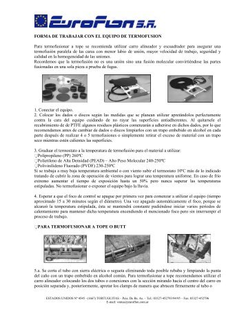 Procedimiento de termofusion - EuroFlon