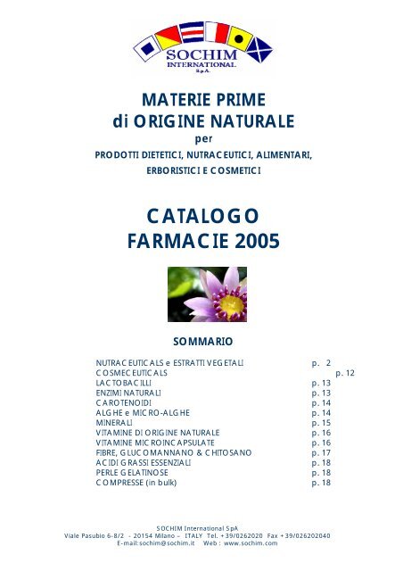 catalogo farmacie 2005 sommario - Sochim