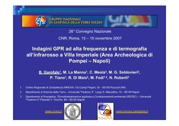 Indagini GPR ad alta frequenza e di termografia all'infrarosso ... - Ogs