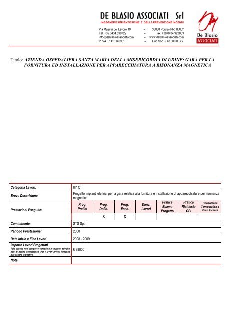 CV per. ind. Silvio De Blasio [pdf - 3,22 MB] - Regione Autonoma ...