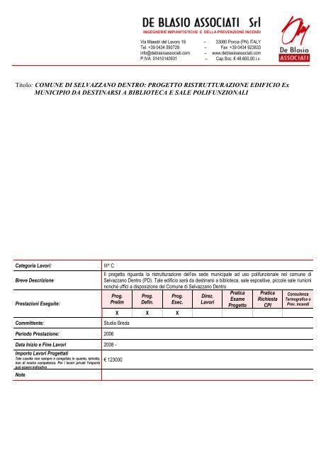 CV per. ind. Silvio De Blasio [pdf - 3,22 MB] - Regione Autonoma ...