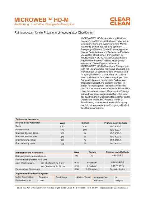 MICROWEBâ¢ HD-M - Clear & Clean GmbH