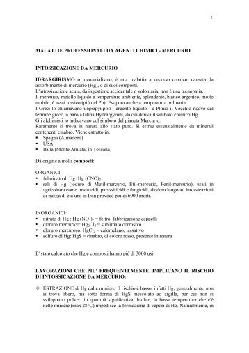 1 MALATTIE PROFESSIONALI DA AGENTI CHIMICI - MERCURIO ...