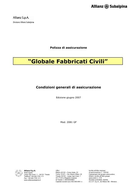 Globale Fabbricati Civili” - Allianz Subalpina