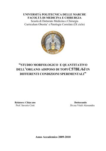 studio morfologico e quantitativo dell'organo adiposo di topi c57bl/6j ...