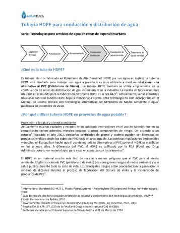 Tubería HDPE para conducción y distribución de agua - aguatuya