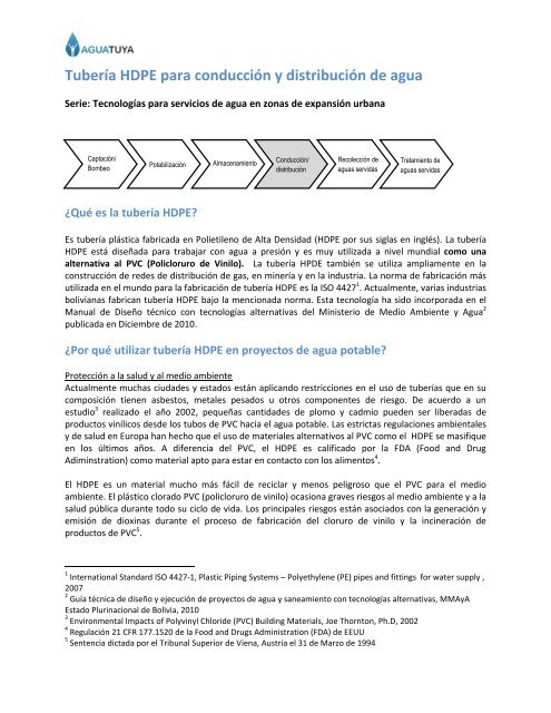 Tubería HDPE para conducción y distribución de agua - aguatuya