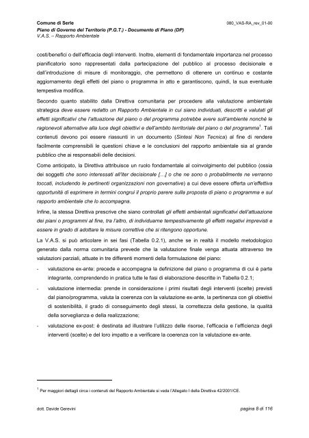 (VAS) Rapporto Ambientale - Comune di Serle
