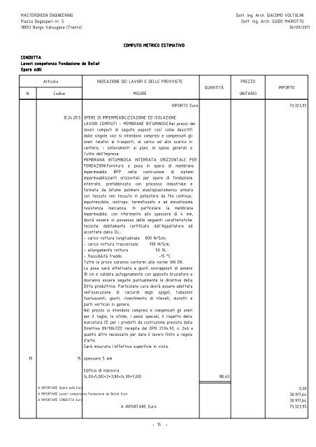 COMPUTO METRICO ESTIMATIVO - Fondazione De Bellat