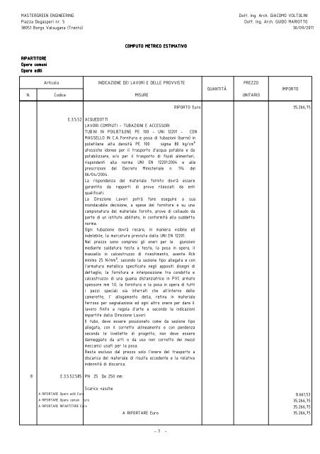 COMPUTO METRICO ESTIMATIVO - Fondazione De Bellat