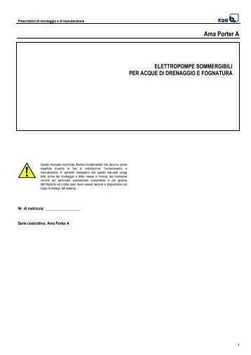 Manuale uso e manutenzione Ama Porter A - KSB