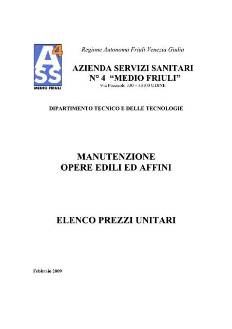 MANUTENZIONE OPERE EDILI ED AFFINI ELENCO PREZZI UNITARI