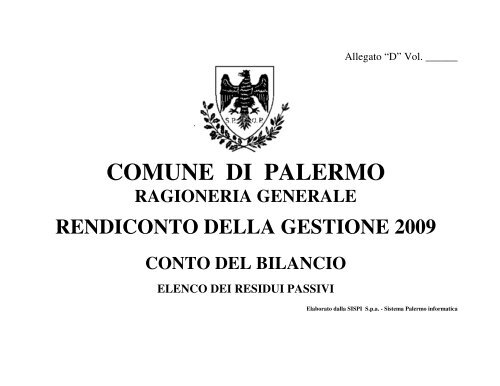 all.d - elenco dei residui passivi 2009 - Comune di Palermo