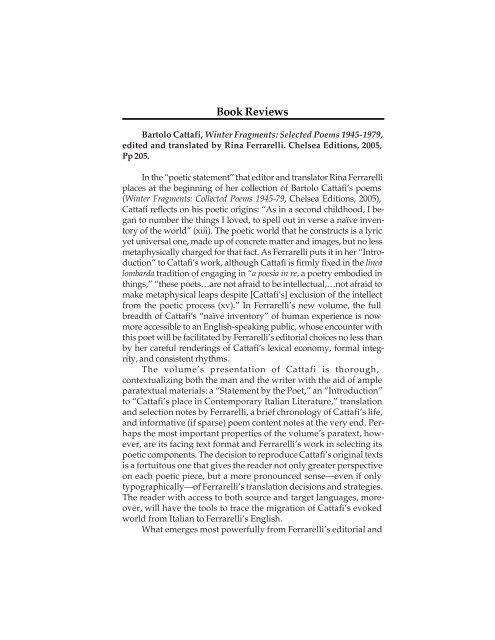 Journal of Italian Translation - Brooklyn College - Academic Home ...