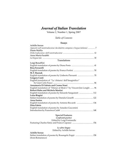 Journal of Italian Translation - Brooklyn College - Academic Home ...