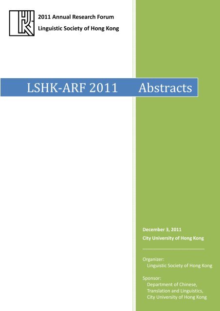 LSHK-ARF 2011 Abstracts - The Linguistic Society of Hong Kong