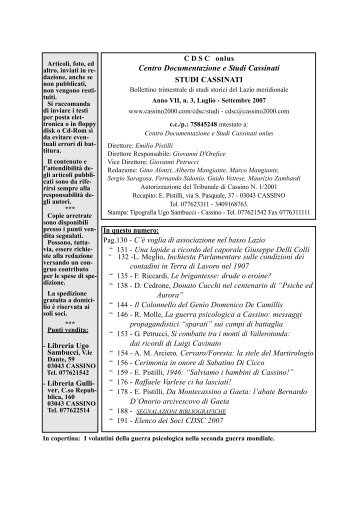 Anno VII n° 3 luglio - settembre 2007 - Studi Cassinati