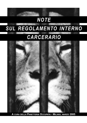 NOTE SUL REGOLAMENTO INTERNO CARCERARIO