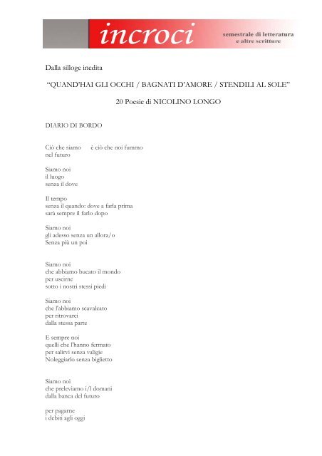 Venti poesie inedite di Nicolino Longo - Adda Editore