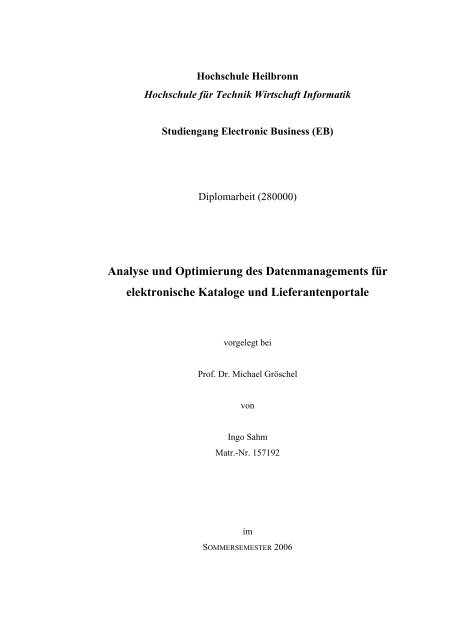 Analyse und Optimierung des Datenmanagements für elektronische ...