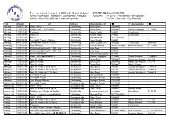 Sportplan - Turnerbund Hassels 1925 e.V