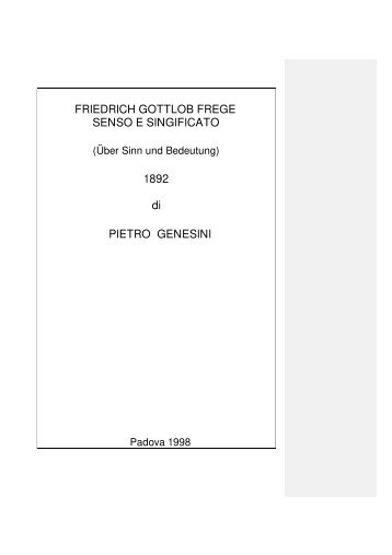 Frege, Senso e significato - Letteratura Italiana