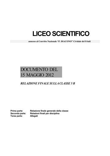 Doc. 15 maggio L. Scientifico 5B - Convitto Nazionale Paolo Diacono