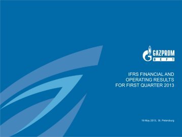 IFRS FINANCIAL AND OPERATING RESULTS FOR FIRST QUARTER 2013