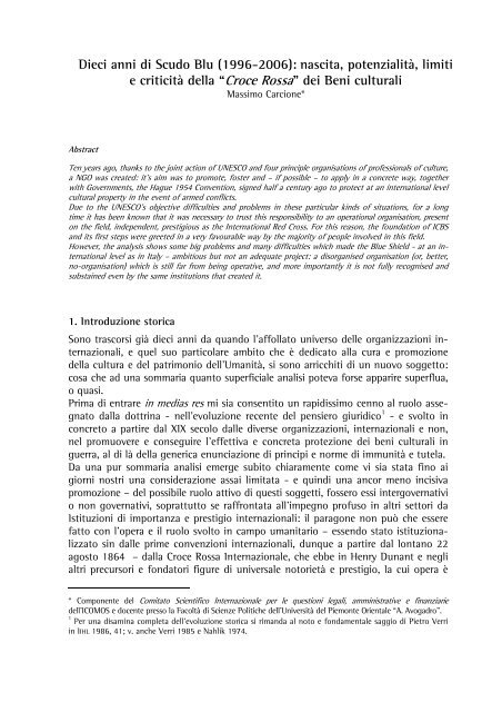 Dieci anni di Scudo Blu (1996-2006): nascita ... - web journal
