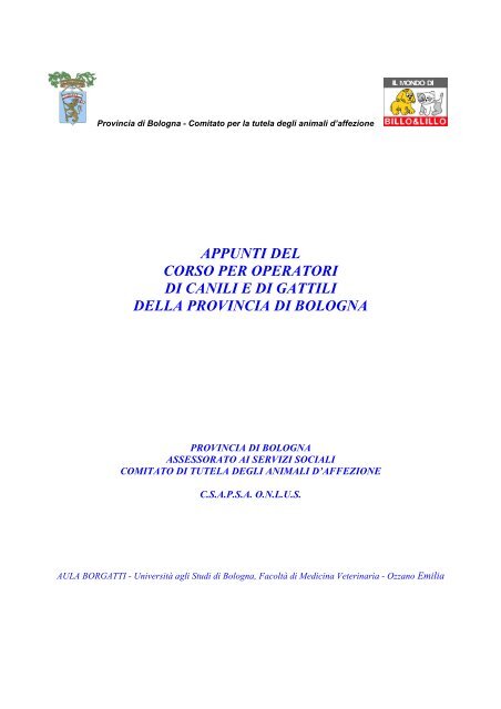 CORSO PER OPERATORI - Cani gatti e noi - Provincia di Bologna